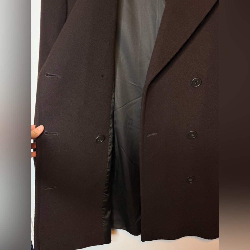 Calvin Klein Women's 100% Wool Double-Breasted Peacoat -Chocolate Brown - Picture 6 of 14